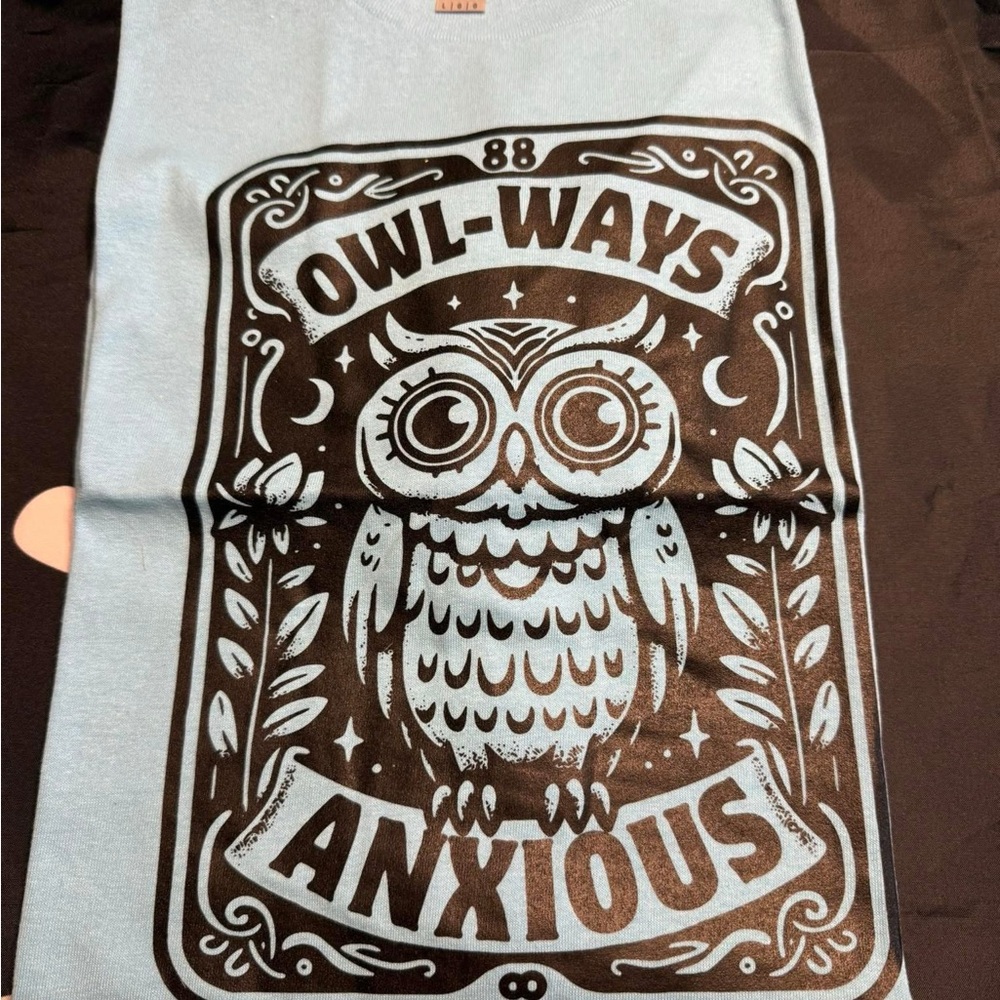 Owl Graphic Tee in Blue and Brown